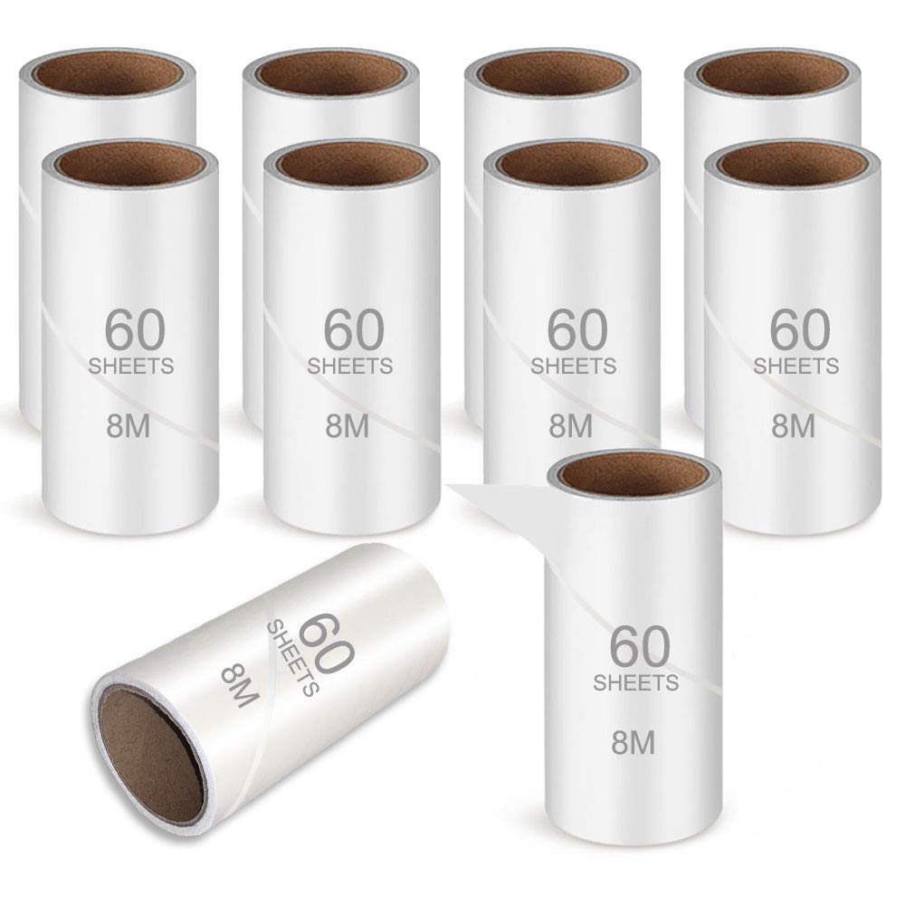10 PCS Lint Roller Refill, 600 Sheets clothes roller sticky, Pet Hair Remover for Clothes, 80 Meters Pre-Cut Clothes Cleaner Roller, Extra Sticky Lint