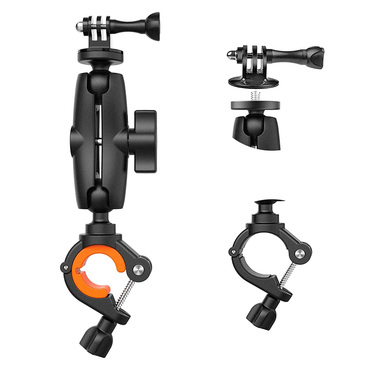 UNSTINCER Action Camera Handlebar Mount for 8-35mm Pole, Cam Bracket Holder with 360? Rotation for GoPro Hero 13 12 11 Insta360 X5 X4 X3 Akaso DJI to