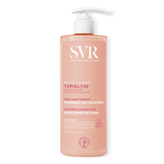SVR TOPIALYSE Soothing Creamy Cleansing Face & Body Wash, Niacinamide, Omega 3.6.9-24hr Nourishing Protective Bath/Shower Balm for Severely Dry,