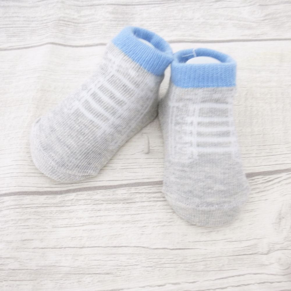 Boys Hat and Socks Set 0-6 Months Grey/Blue