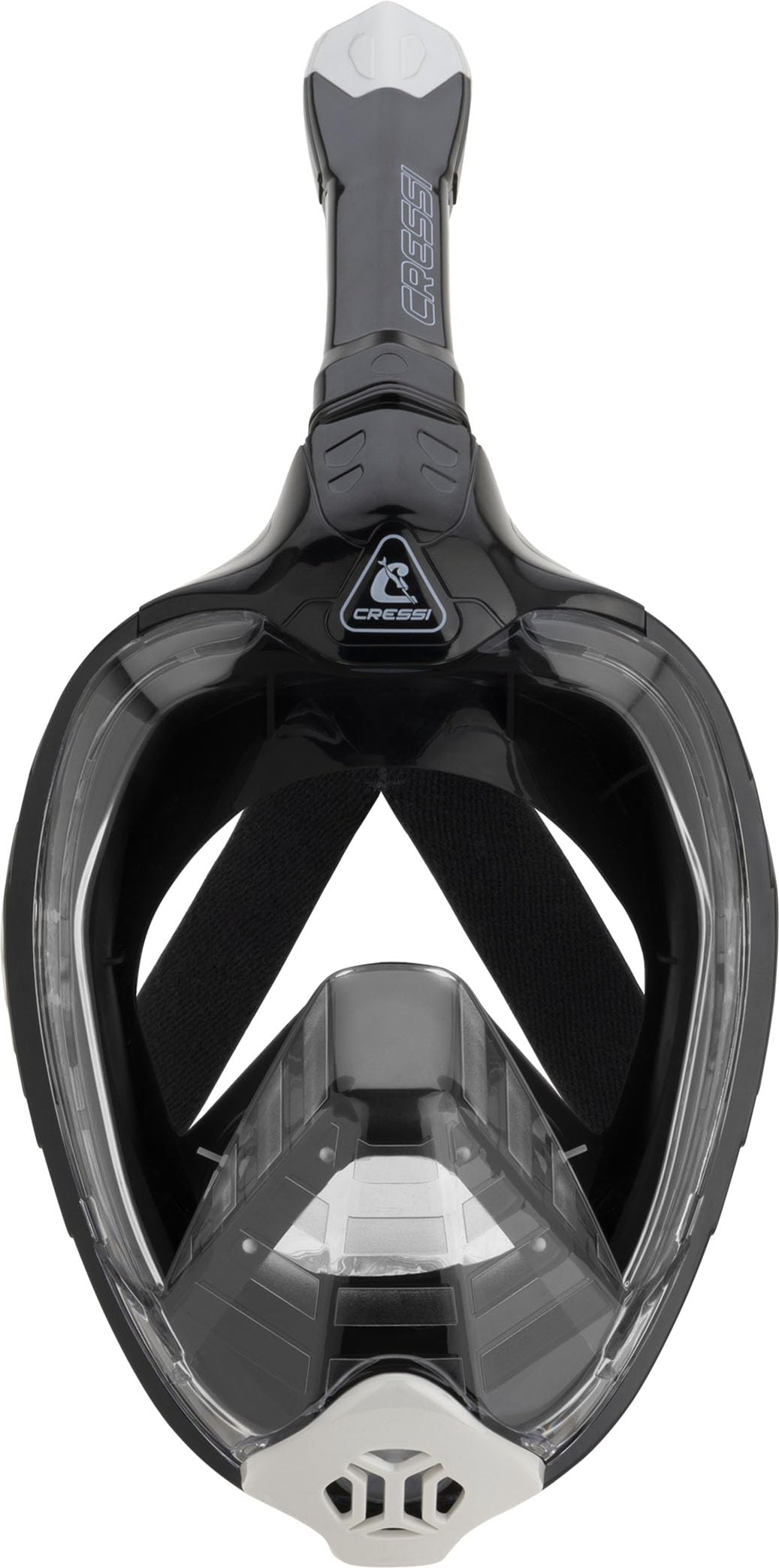 CRESSI Bali Full Face Mask Black/Grey L/XL - Unisex Integral Snorkel Mask, Anti Fog Clear Lens, 100% Silicone, Dry Snorkel with Float Valve, Action