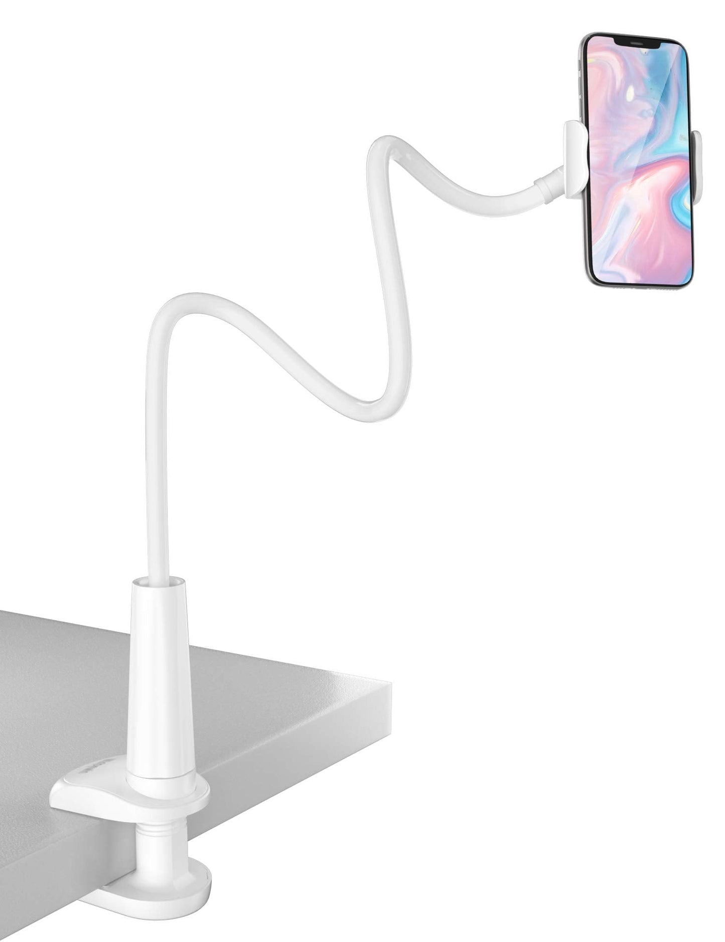 TRYONE Gooseneck Phone Holder Stand for Bed Flexible Arm Adjustable Cell Phones Mount Clamp on Desk Compatible with iPhone 12 Pro 12 11 Pro Xs 8 7 6 |