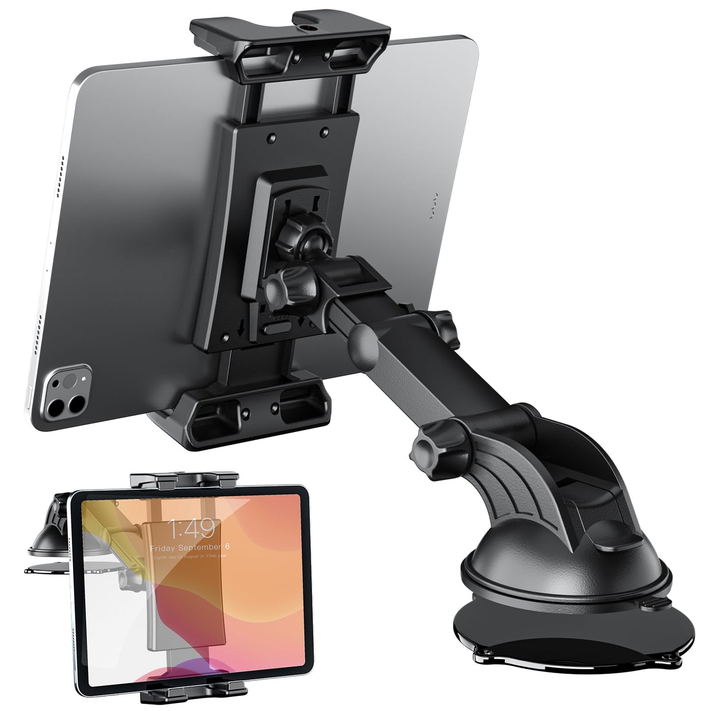 OHLPRO Tablet Holder for Car ipad Holder for Car Dashboard Windshield Washable Suction Cup ipad Mount for Truck+360? Rotating Arms Stand Compatible