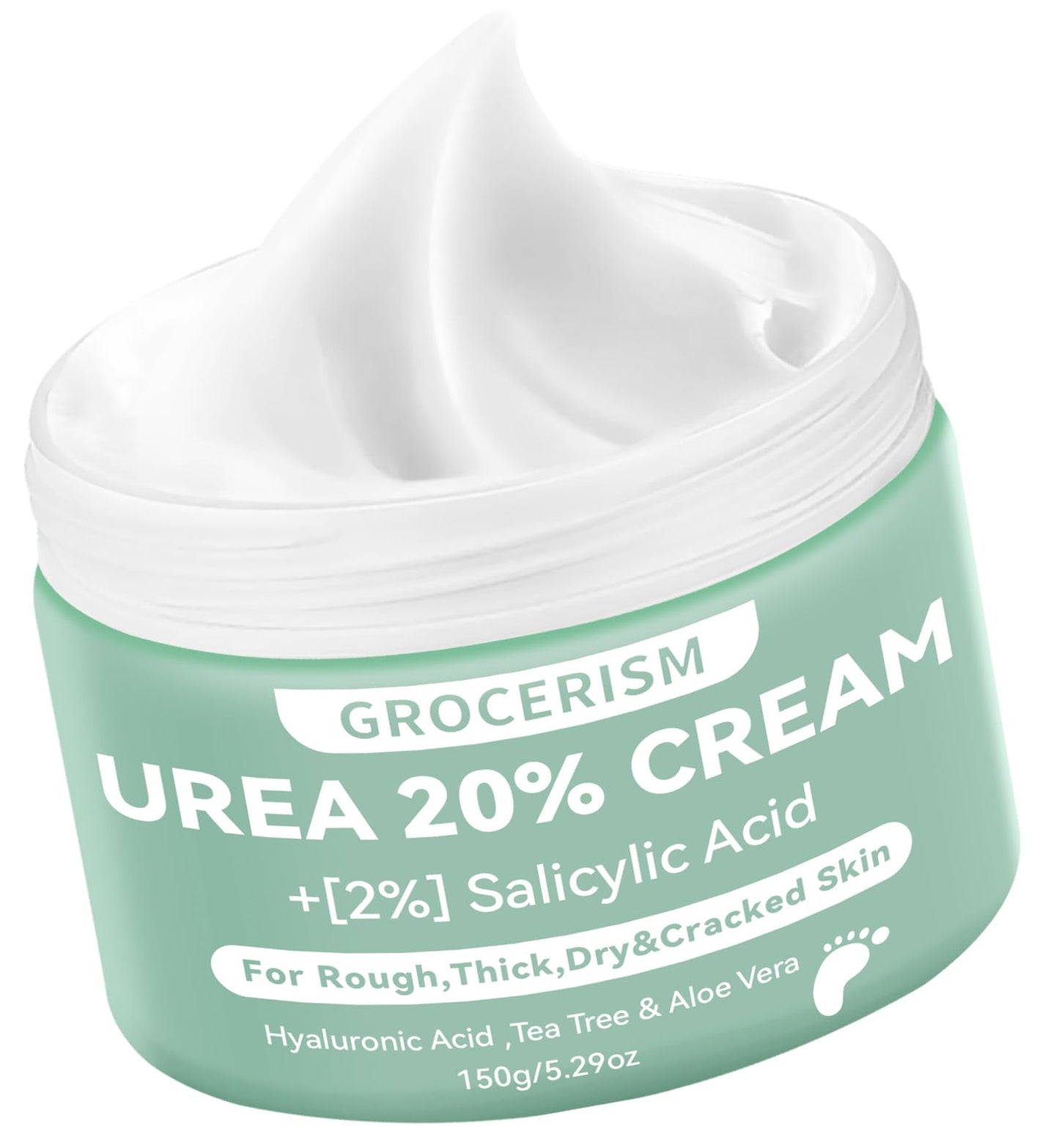 Urea Cream 20 Percent For Feet Plus 2% Salicylic Acid 150g || Foot Cream and Hand Cream Maximum Strength with Hyaluronic Acid, Tea Tree, and Aloe Vera