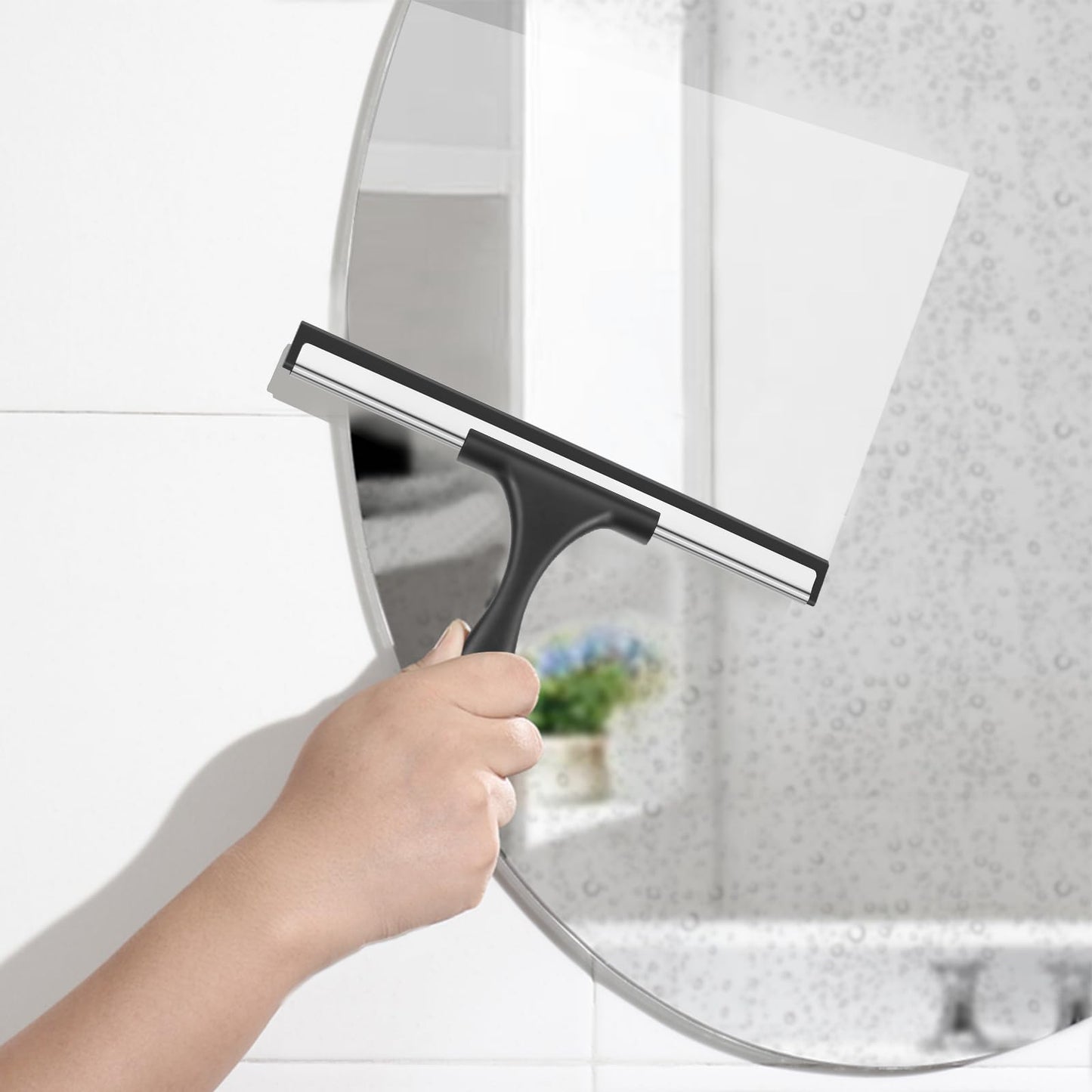 SetSail Shower Squeegee for Glass Doors, 25cm, Silver-black