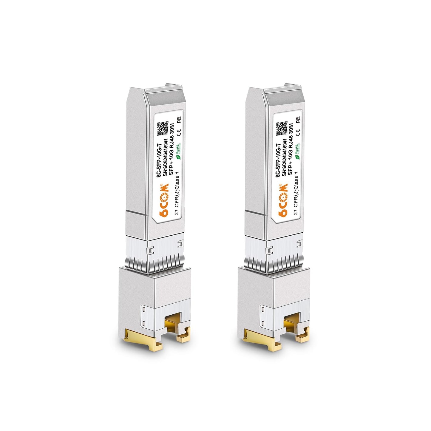 6COMGIGA 2Pack 10GBase-T SFP+ Transceiver, 10G SFP+ to RJ45 Copper Module, Compatible for Cisco SFP-10G-T-S, Ubiquiti uacc-cm-rj45-mg,Netgear,Mikrotik