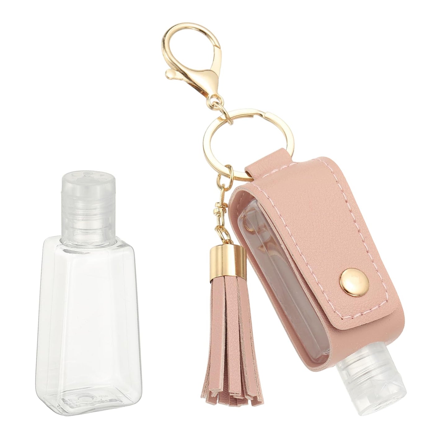 sourcing map Portable Travel Empty Bottle with Keychain, 30ml PU Leather Mini Squeeze Bottles