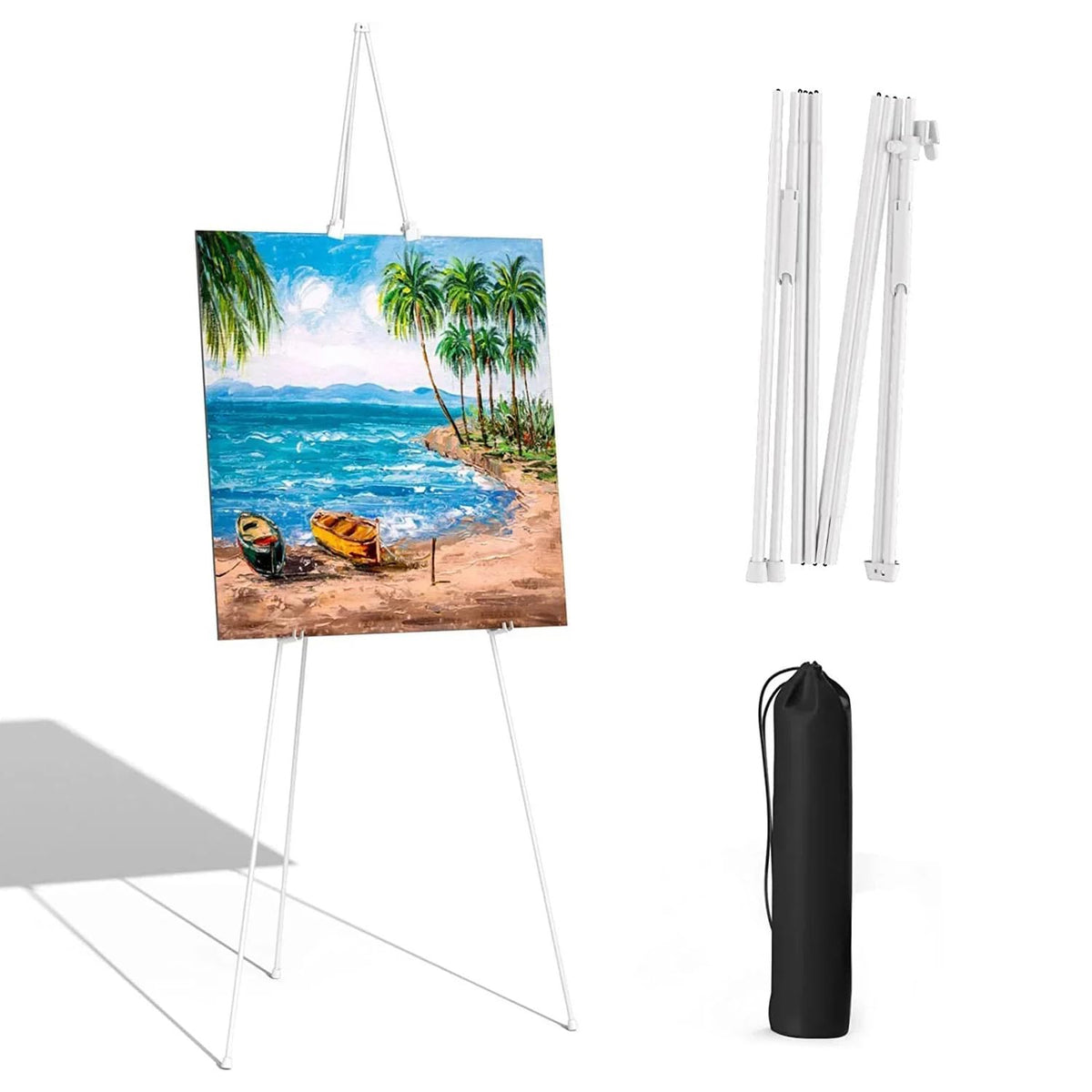 Hniuyun White Easel Stand for Wedding Sign & Poster, Collapsible Portable Easel Tripod,168cm Tall Adjustable Metal Display Stand for Display Show,