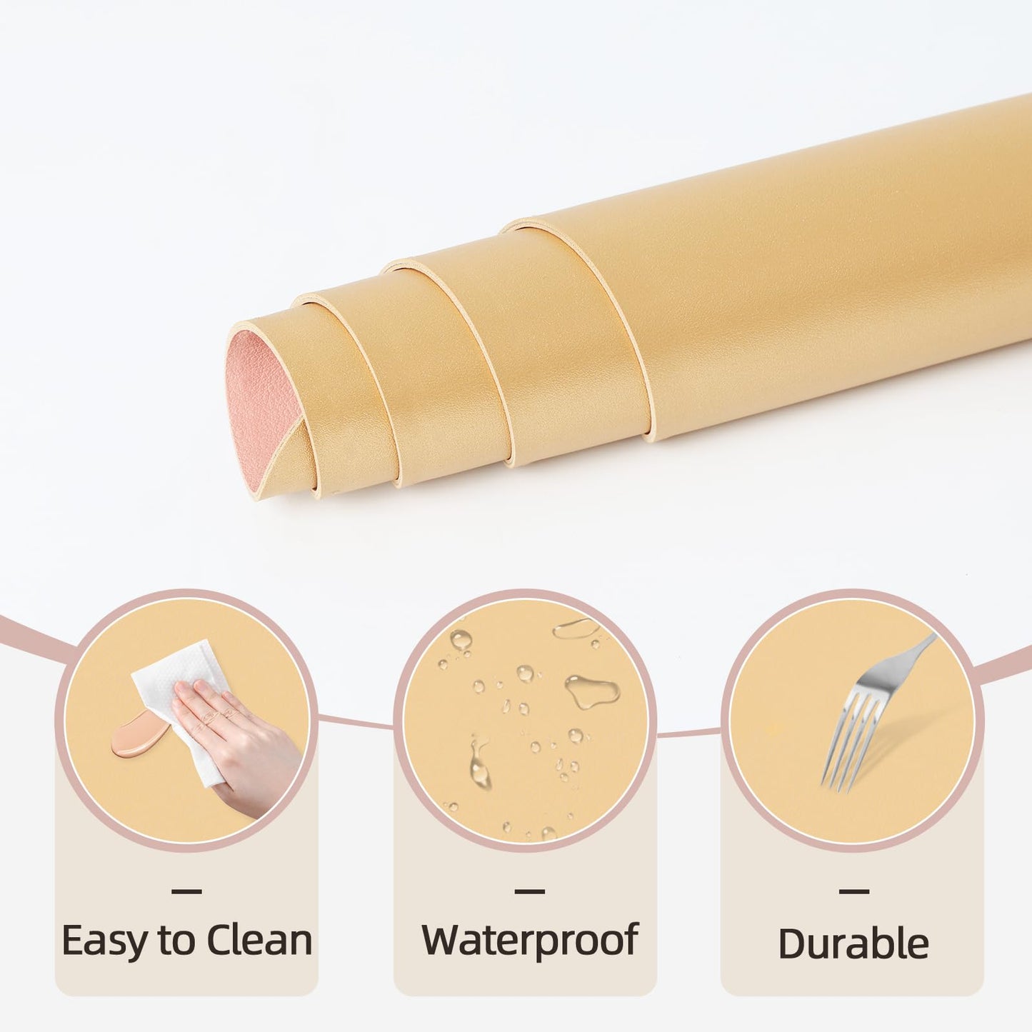 Dressing Table Mat Protector for Makeup Vanity, 60x30cm, Gold and Pink