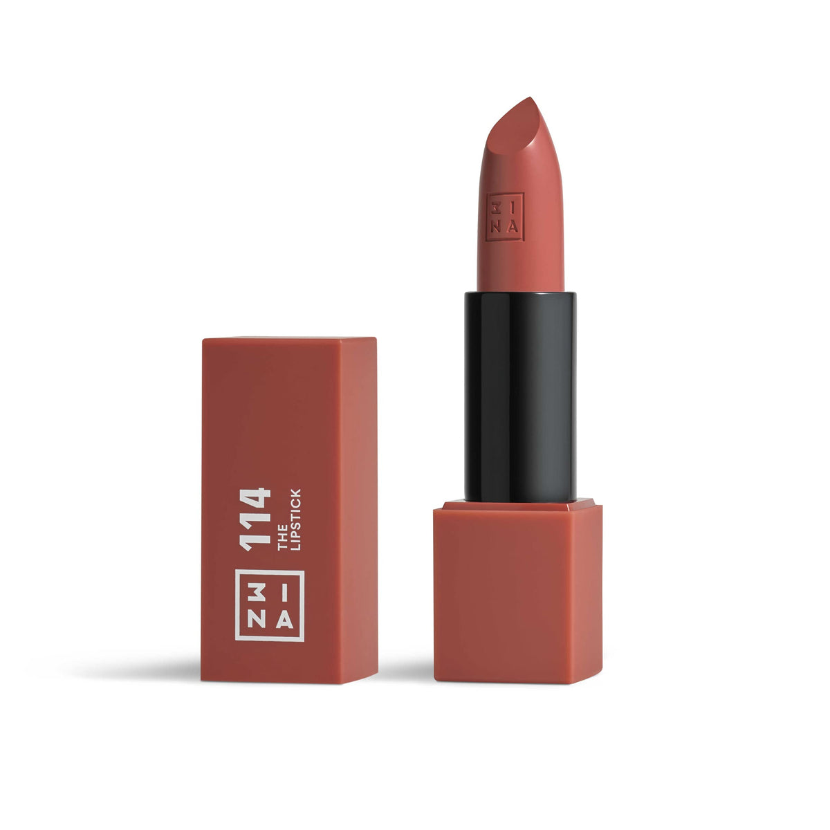 3INA MAKEUP - Vegan - The Lipstick 114 - Light brown - Highly Pigmented Shades - Moisturizing Creamy Texture - Smooth Formula - Intense Color - Shiny