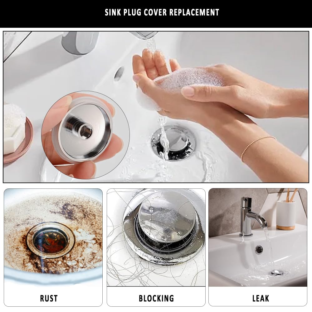 Pop Up Bathroom Sink 35mm Push Button Click Clack Plug Wash Basin Sink Tap Waste Bath Kitchen Drain Stopper Pop Up Plug Replacement Suitable for