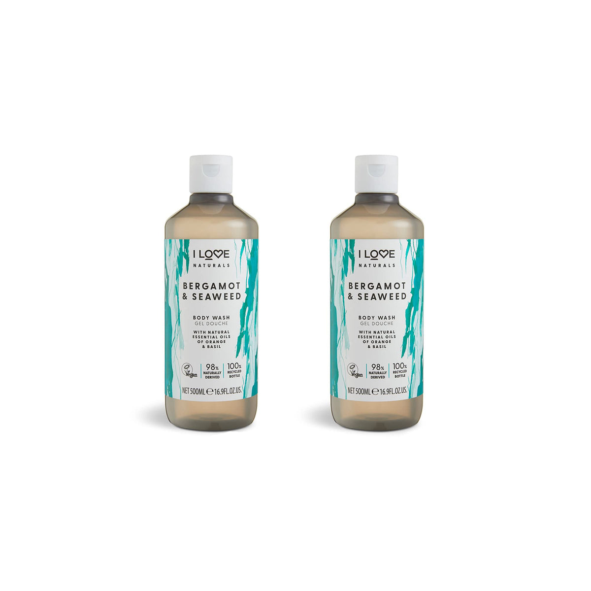 I Love Naturals Bergamot & Seaweed Body Wash ? With Orange & Basil Essential Oils ? Gently Cleanses & Moisturises ? Silky Smooth Skin Formula ? Vegan