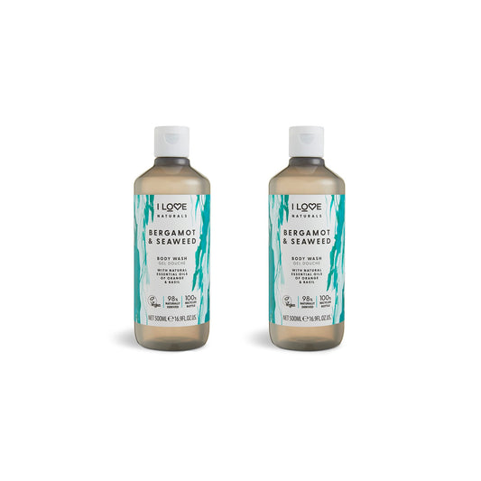I Love Naturals Bergamot & Seaweed Body Wash ? With Orange & Basil Essential Oils ? Gently Cleanses & Moisturises ? Silky Smooth Skin Formula ? Vegan