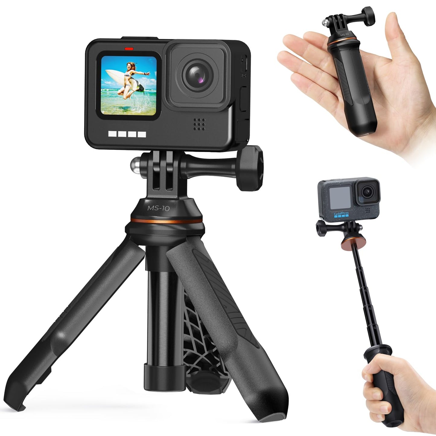 K&F Concept 33.5cm/13.2" Mini Tripod Selfie Stick for Action Camera, Compatible with GoPro Hero 13/12/11/10/9/8/Max, DJI Osmo Action 5/4/3/2/1,