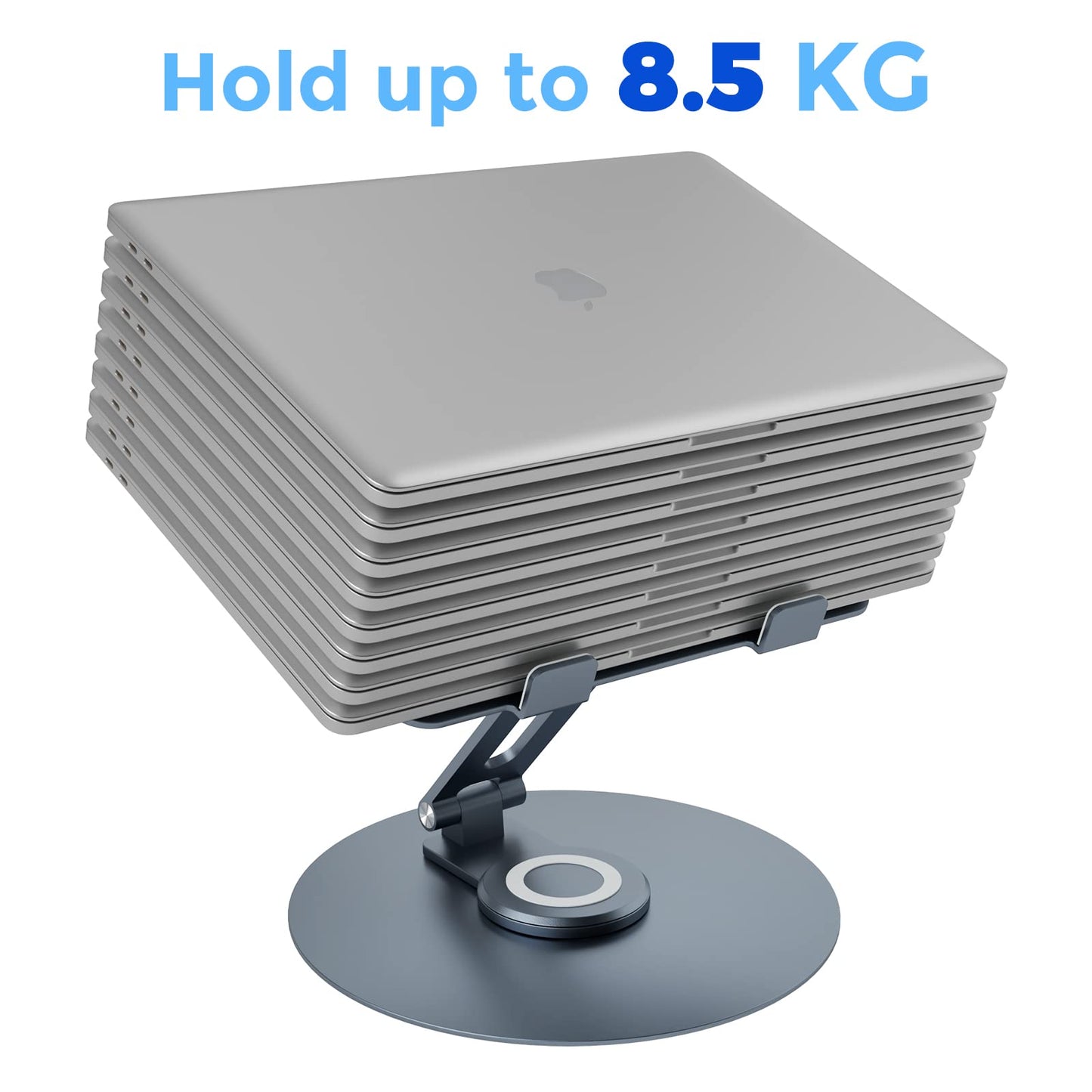 Swivel Laptop Stand for Desk, Adjustable Height Aluminum Computer Stand with 360 Rotating Base, Foldable Ergonomic Riser