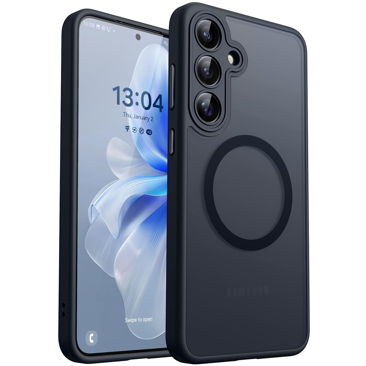 CANSHN Magnetic for Samsung Galaxy S25 Case(6.2 Inch), Upgraded [Full Camera Protection] [Compatible with Magsafe] [Translucent Matte] Shockproof