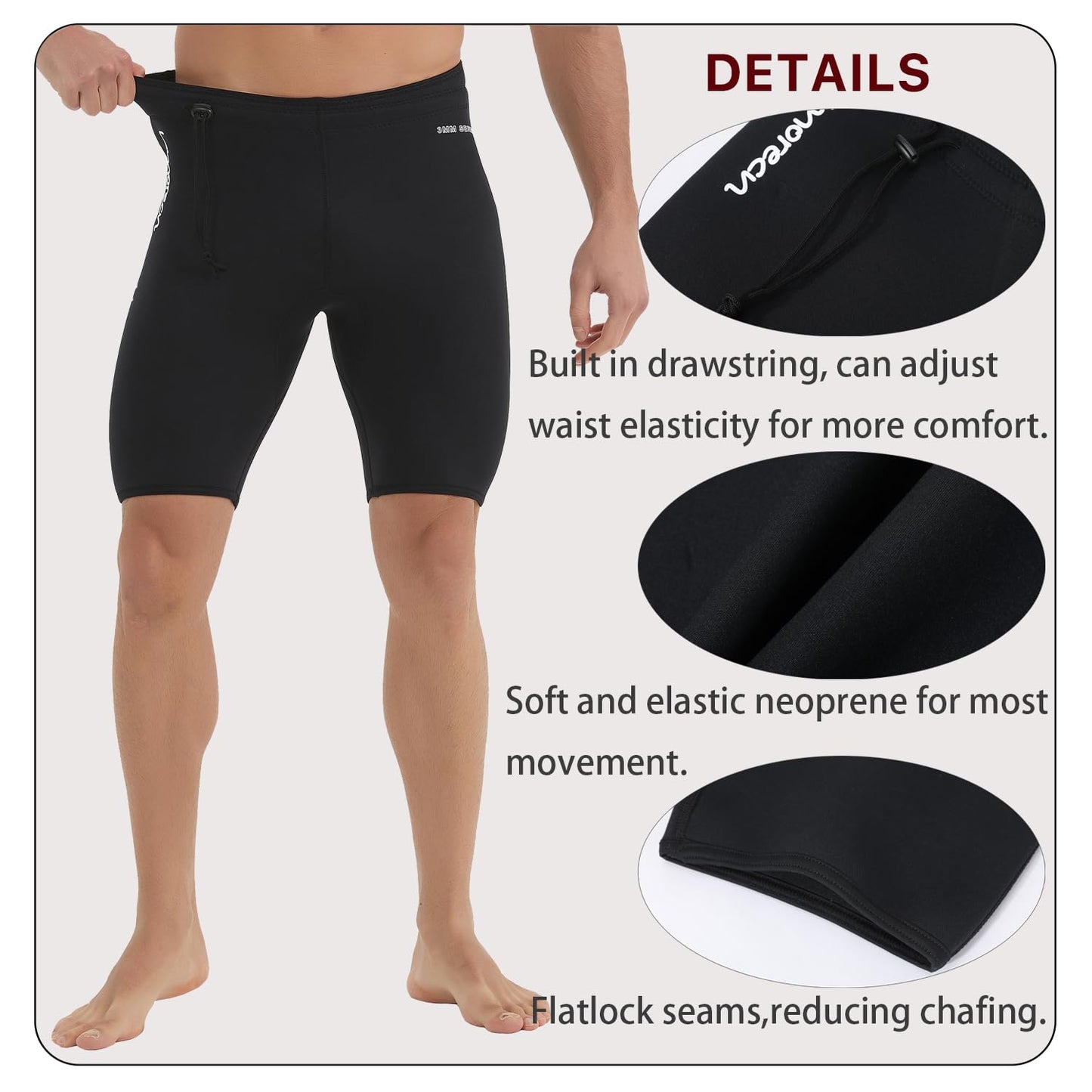 Lemorecn Wetsuits Pants Shorts 3mm Neoprene Canoeing Swimming Pants(UK1035-XL)