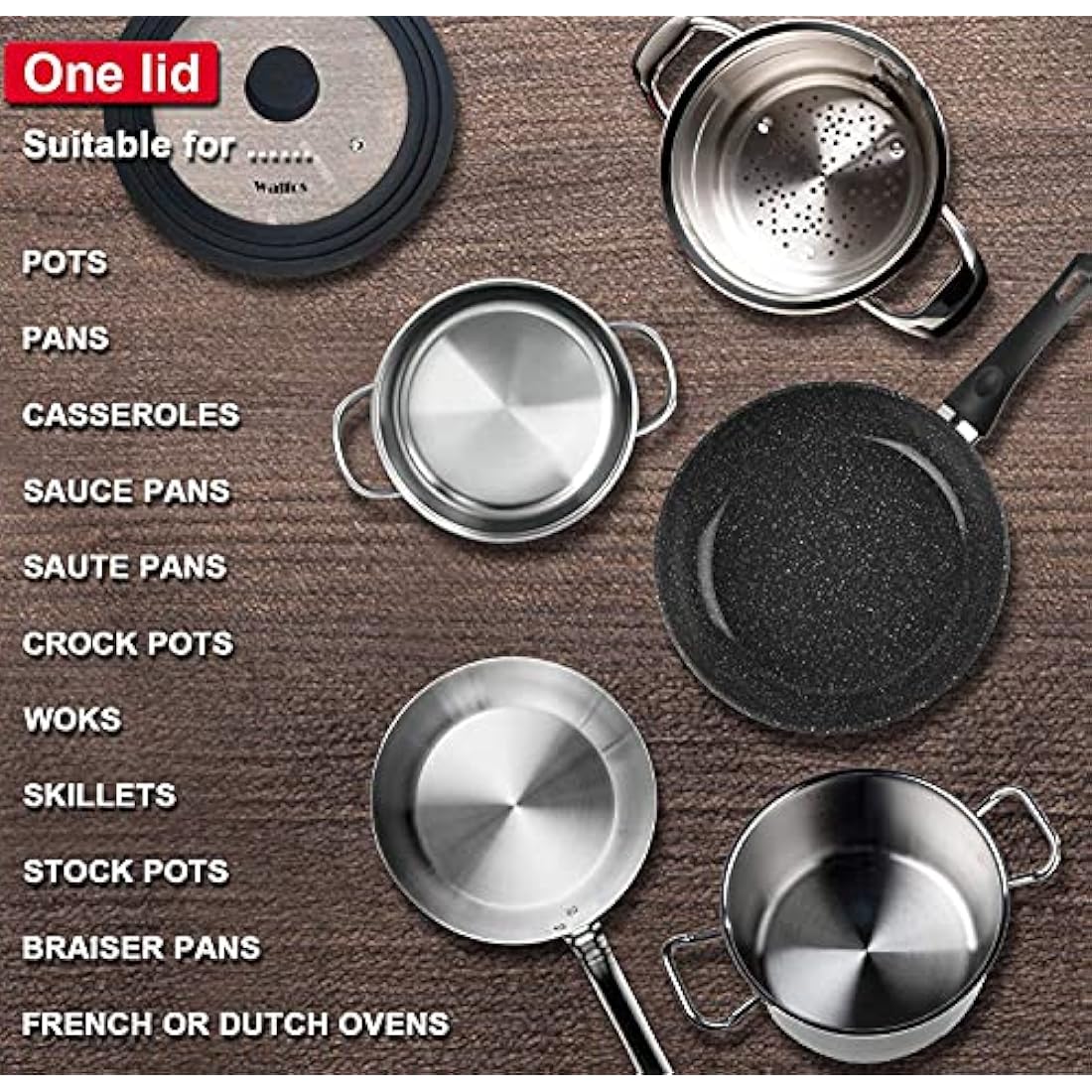 Universal Lid for Pots, Pans and Skillets - Tempered Glass with Heat Resistant Silicone Rim and Fits 16/18/20cm and 24/26/28cm Diameter Cookware（2Pcs）