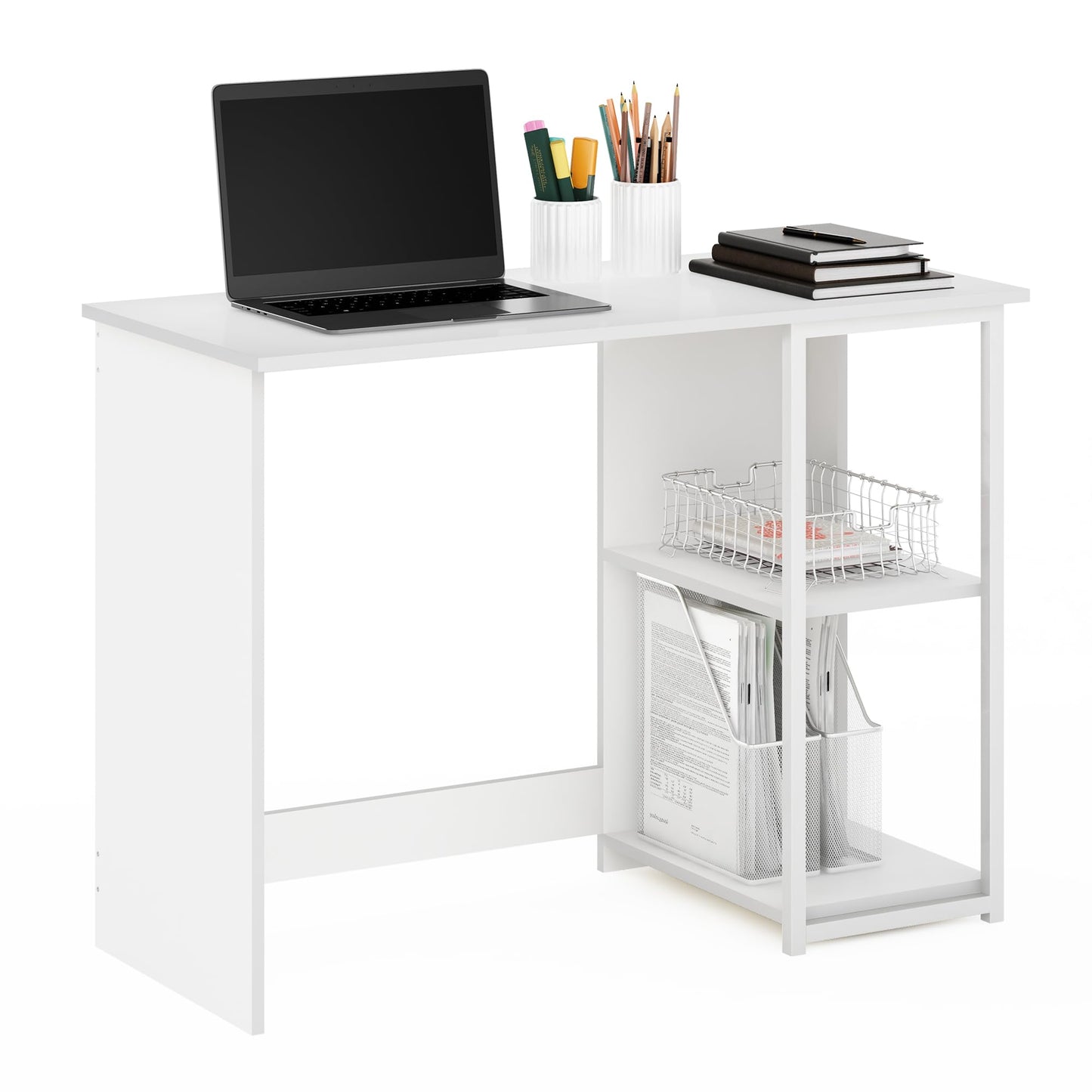 Furinno Computer Desk, Solid White/White, 74.2 (D) x 101 (W) x 45 (H) cm