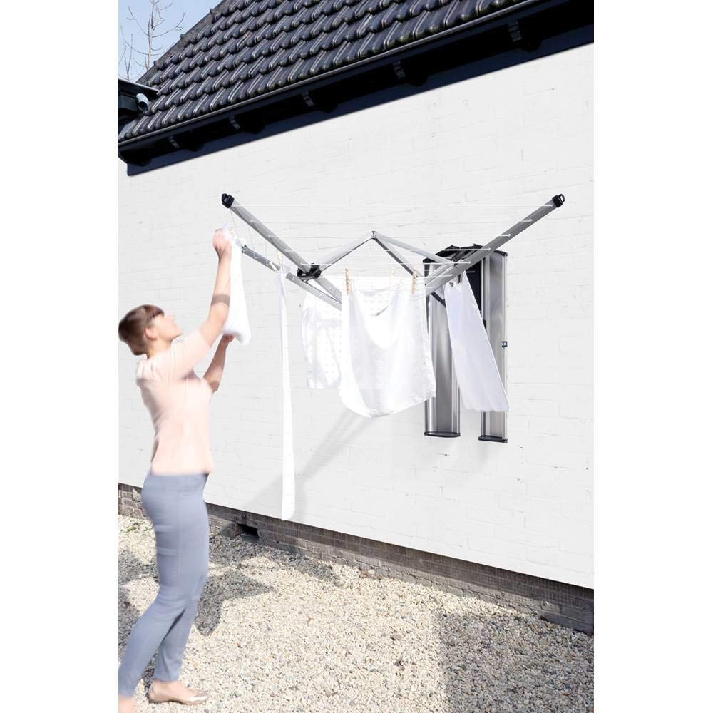 Brabantia Protective Metal Storage Box Cover for WallFix, Wall Mounted Clothes Line Dryer 24m, Matt Silver Steel - Easy install, Windproof &