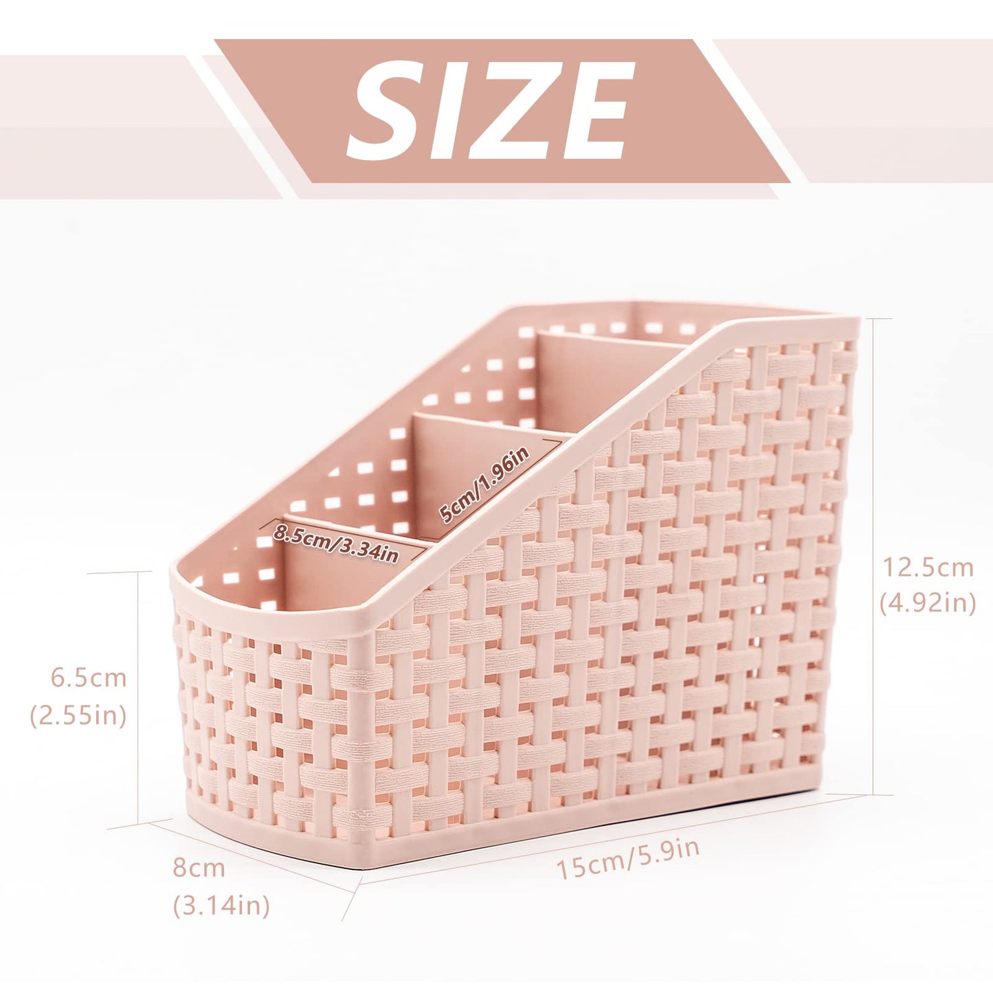 Fai Top 4 Grid Plastic Storage Basket Pink
