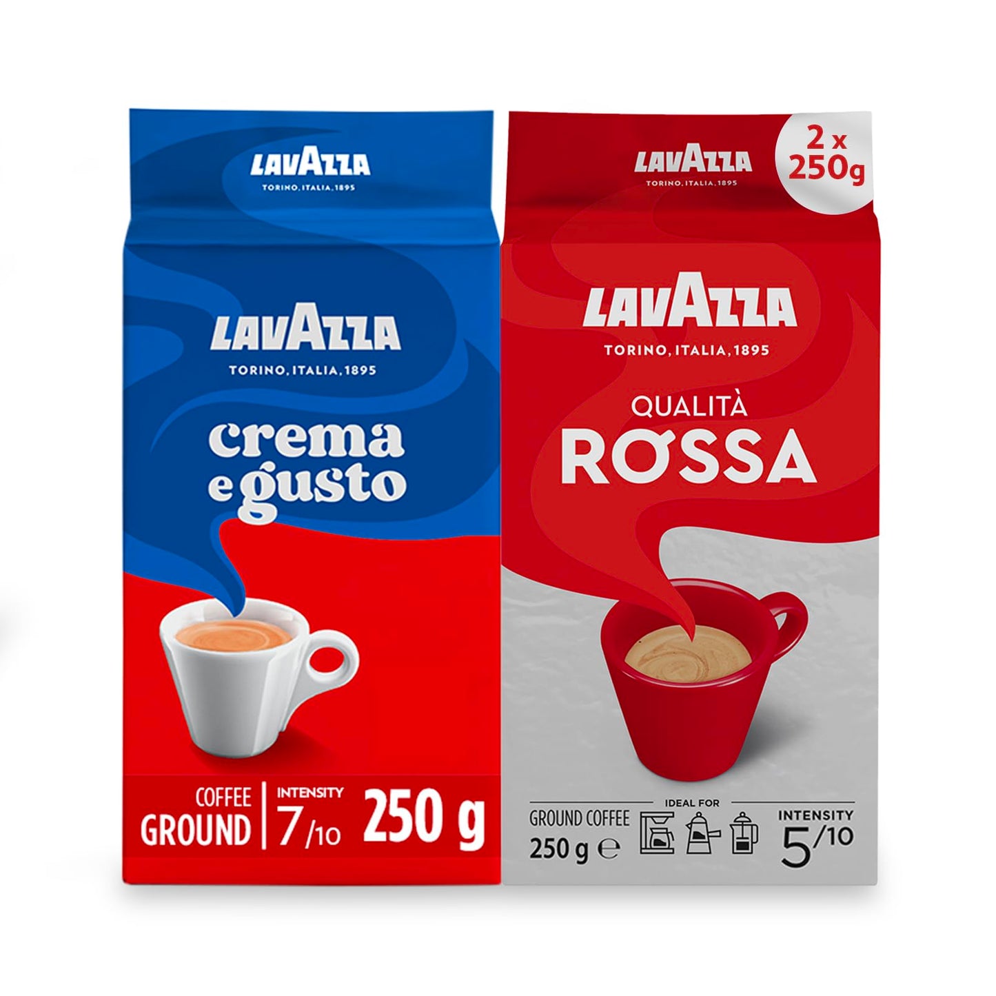 Lavazza Ground Coffee - Dark & Medium Roast - 2 Pack.
