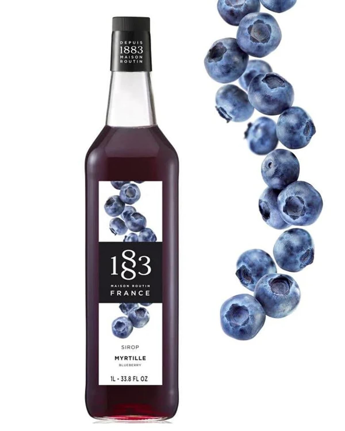 1883 Maison Routin Premium Blueberry Syrup ? Natural Fruit Syrup, Perfect for Cocktails & Mocktails, Ice Tea, Smoothies, Desserts ? Vegan-Friendly,