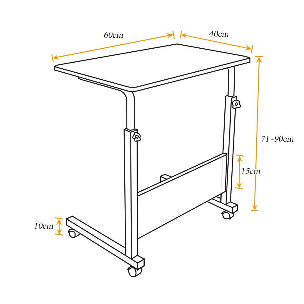 sogesfurniture Height-Adjustable Laptop Table, Laptop Stand, Mobile Side Table, Care Table for Bed and Sofa, 60 x 40 x 71-90 cm, Black 05#1-60BK-BH