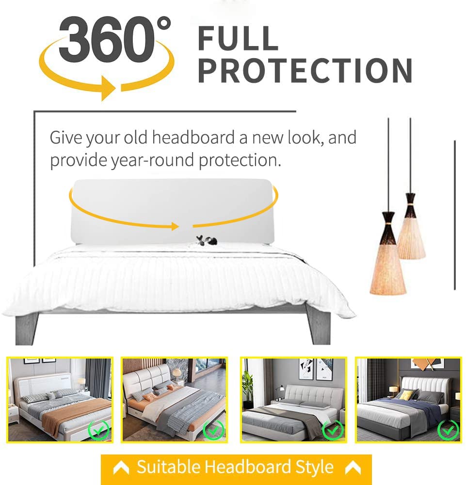 DUJUIKE Headboard Slipcover for Queen Bed, Stretch Bed Headboard Cover, Dustproof Protector Cover for Linen Tufted Upholstered