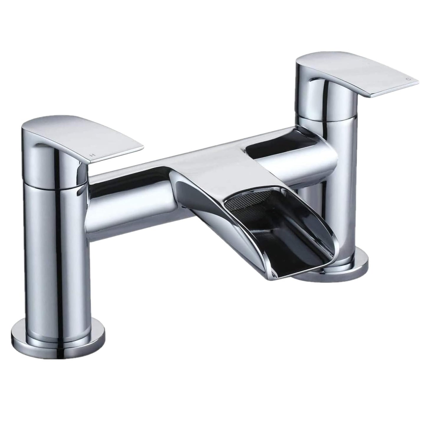 [Waterfall Bath Tap] Hapilife Bathroom Bath Mixer Tap with Double Lever, Modern Monobloc Bath Tub Filler Taps 2 Hole, Mono Fountain Bathtub Faucet,