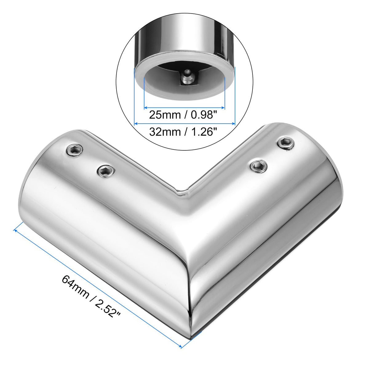 sourcing map 2pcs Corner Curtain Rod Connector, 90 Degree Window Curtain Rod Corner with Hex Wrench for 1 Inch OD Bay Window Curtain Rods, Silver
