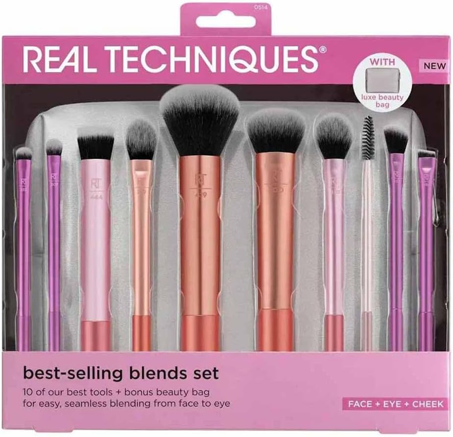 Real Techniques Blends Makeup Brush Set, 10-Piece, New but open/ scruffy/ damaged box