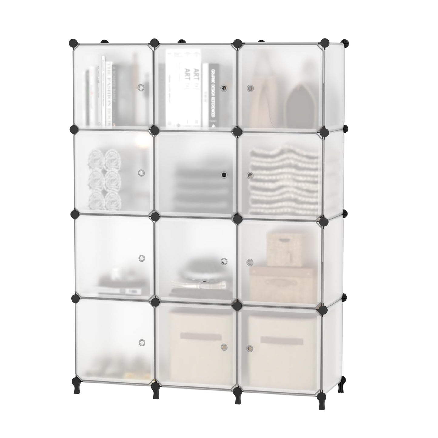 AWTATOS 12 Cube Storage Organizer, Closet Storage Shelves with Doors,White