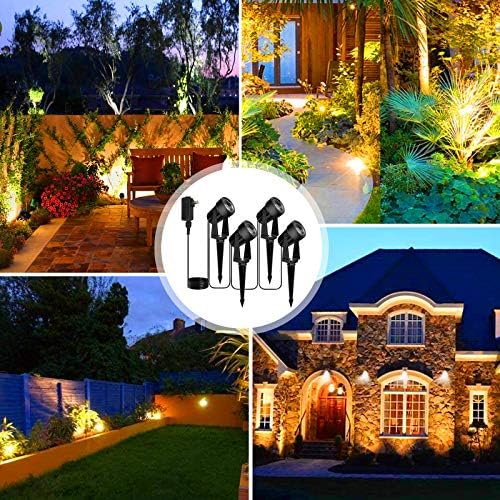 Svater Garden Lights Mains Powered, 92FT/28m 8-in-1 LED Landscape Lights 2W Warm White 3000K 27V IP65 Waterproof Outdoor Spotlights Pathway Lighting for Lawn Yard, Patio,Driveway,Party