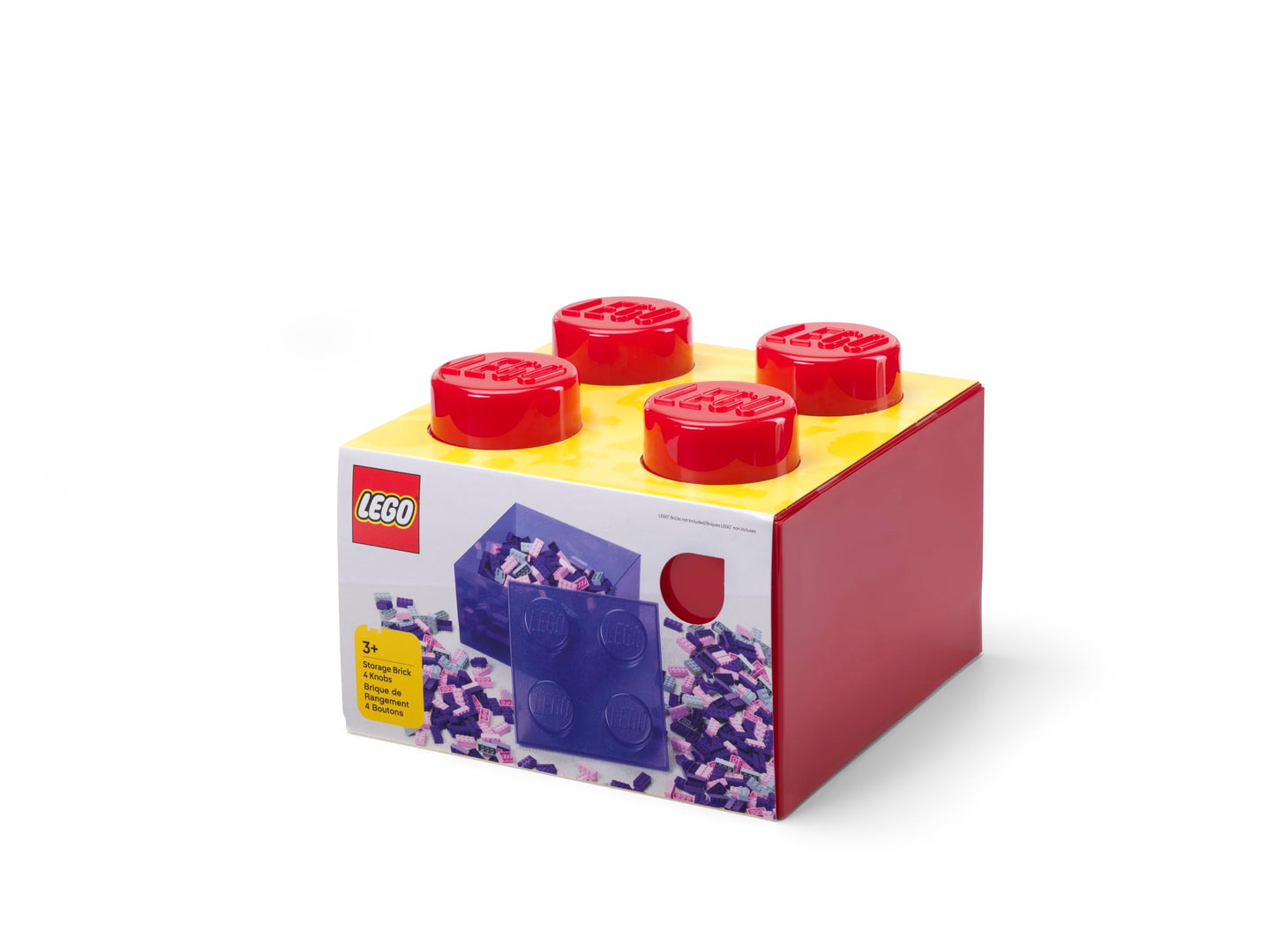 Room Copenhagen LEGO Storage Brick 4 Knobs Translucent Red - Stackable Plastic Storage Box with Lid for Kids and Adults Desk Organizer and Toy Box