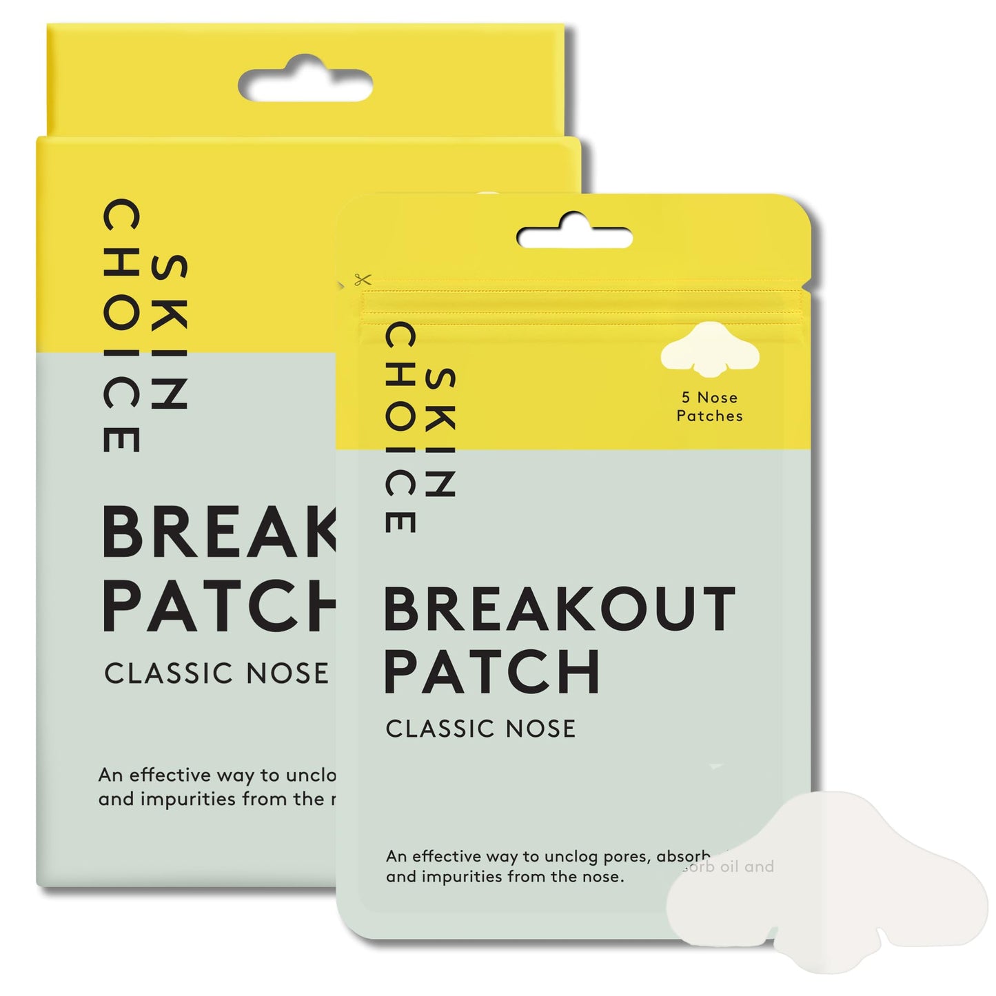SKIN CHOICE Pore Strips Bundle - Breakout Patch XL Hydrocolloid Nose Strips to Unclog and Shrink Pores, Nose Patch Absorbs Oil, Acne Pimple Spot