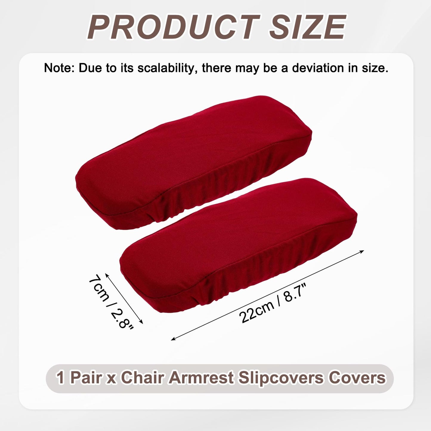sourcing map Chair Armrest Slipcovers Covers, 22 x 7cm Polyester Removable Seat Hand Rest Protector for Office Chairs Desk Chair(Wine Red)