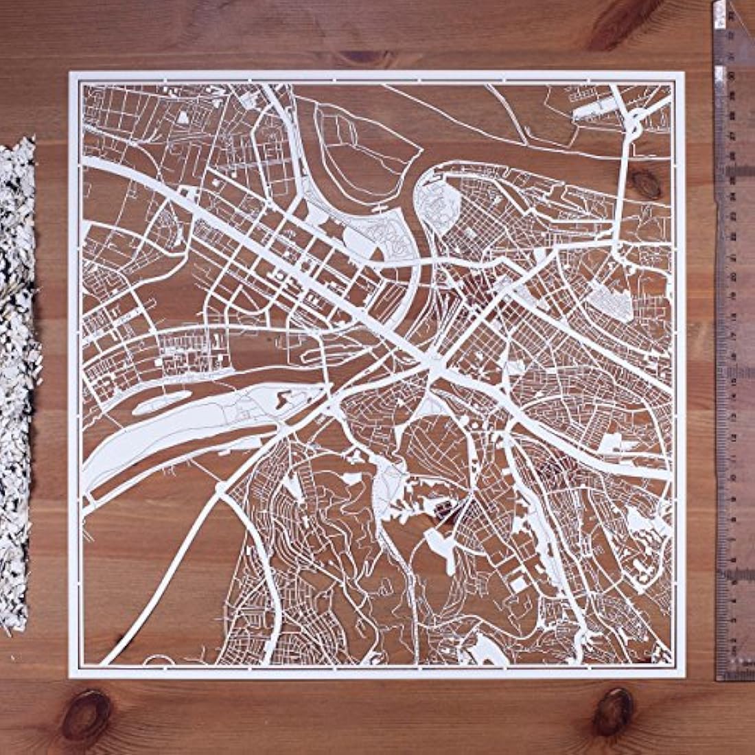 Belgrade Paper Cut Map White 30x30 cm Paper Art