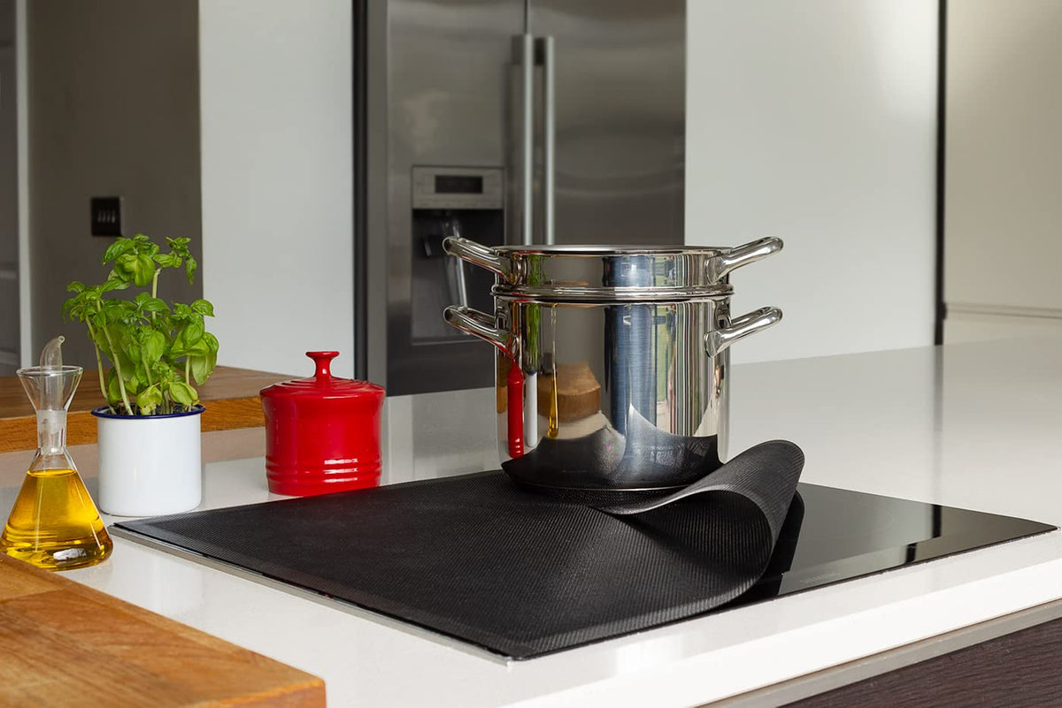 Bake-O-Glide EDGED Induction Hob Protector Standard (4 Ring), Black, 590 x 520mm