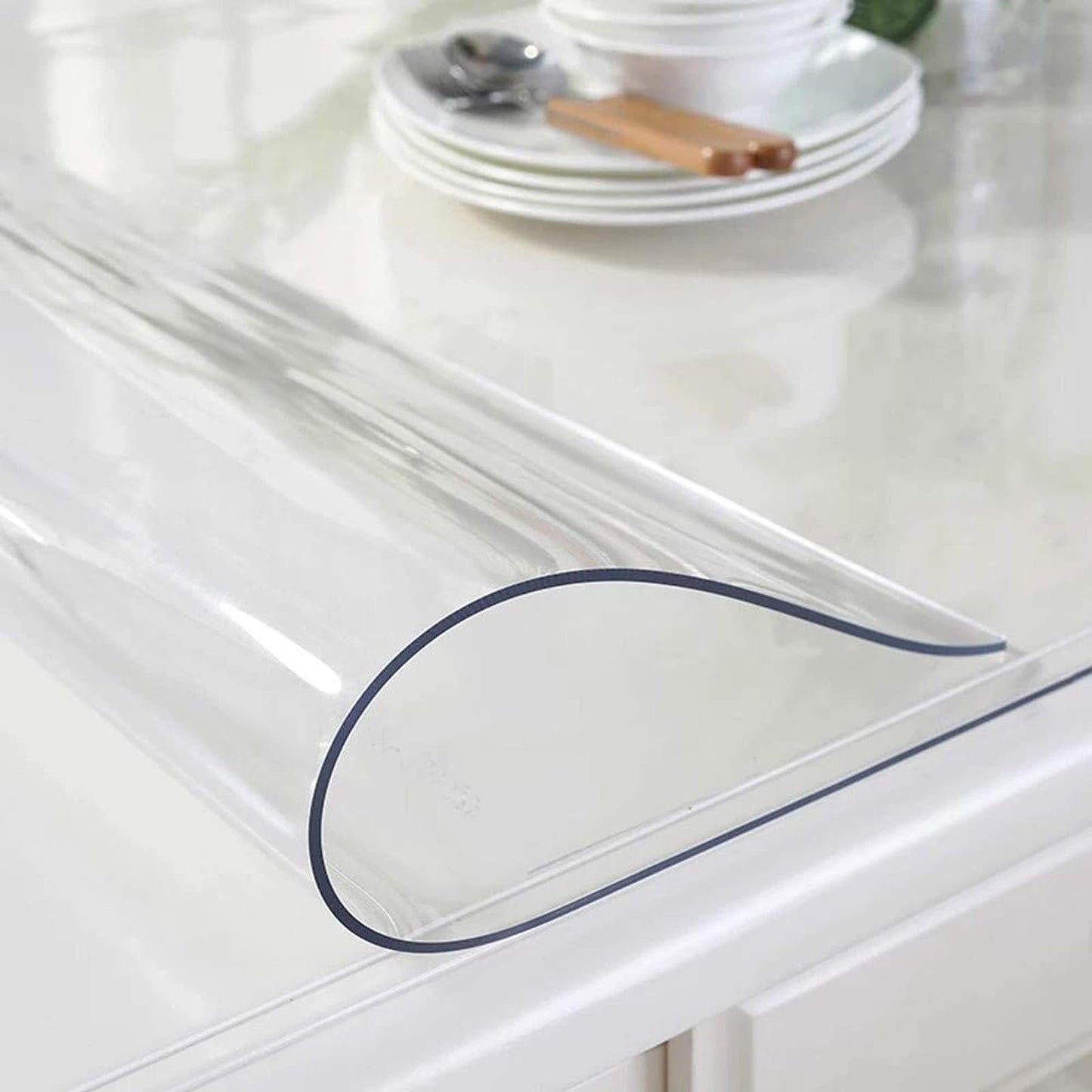 Nisorpa Clear Table Cover Protector,100 x 200cm Transparent PVC Table Cover Waterproof,2mm Easy to Cut Table Protectors for Dining Room Tables