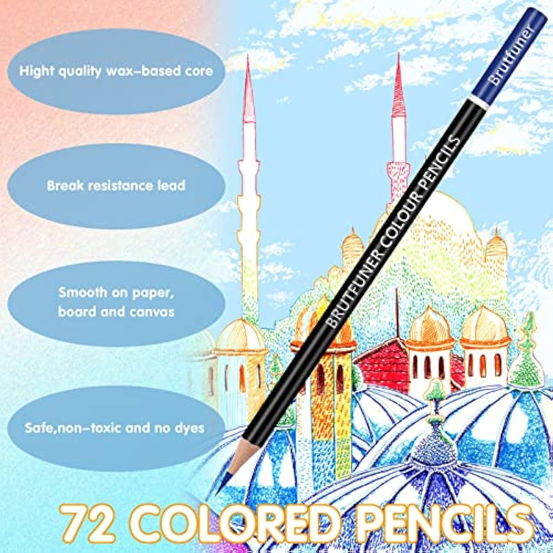 Melifluo 72 Colouring Pencils Set with Black Portable Zipper Bag. Professional Coloured Pencils Perfect for Adult and Artists Sketching, Shading and Doodling
