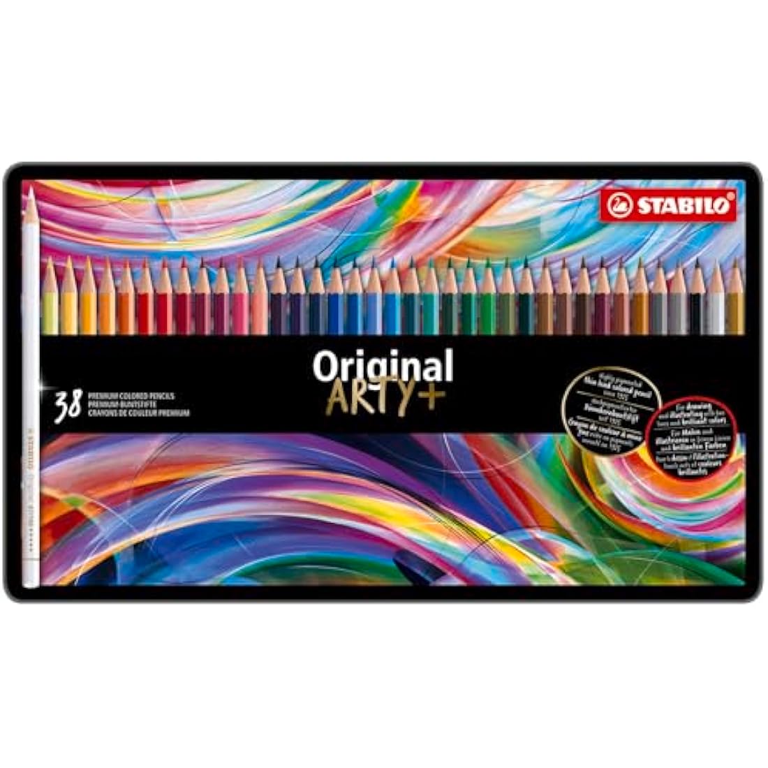 STABILO Original - Thin Lead Colouring Pencil - ARTY+ - Tin of 38 - Assorted Colours