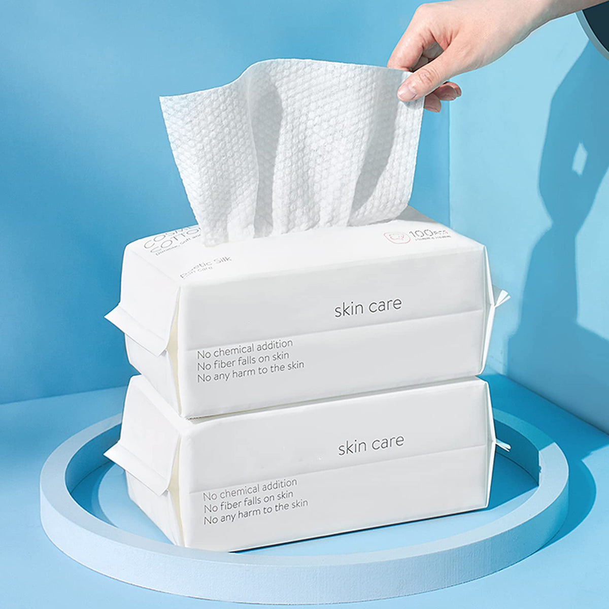Disposable Face Towel, BIEWO Cotton Tissue Soft Dry Wipes for Women, Simple Cleaning Facial Tissues Dry Wet Dual Portable Use for Sensitive Skin &