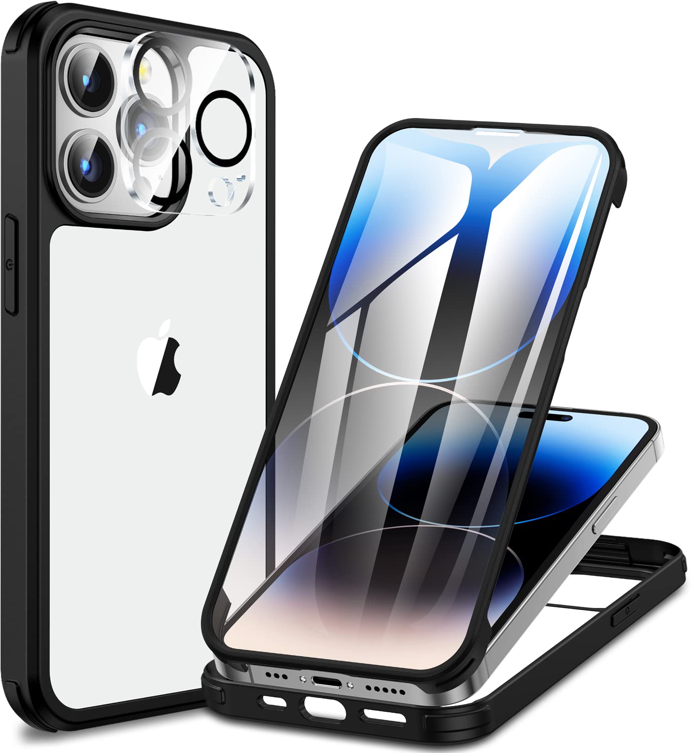CENHUFO Compatible with iPhone 14 Pro Case Built-in Glass Screen Protector with Camera Lens Protector, 360?Full Body Heavy Duty Protective Phone Case