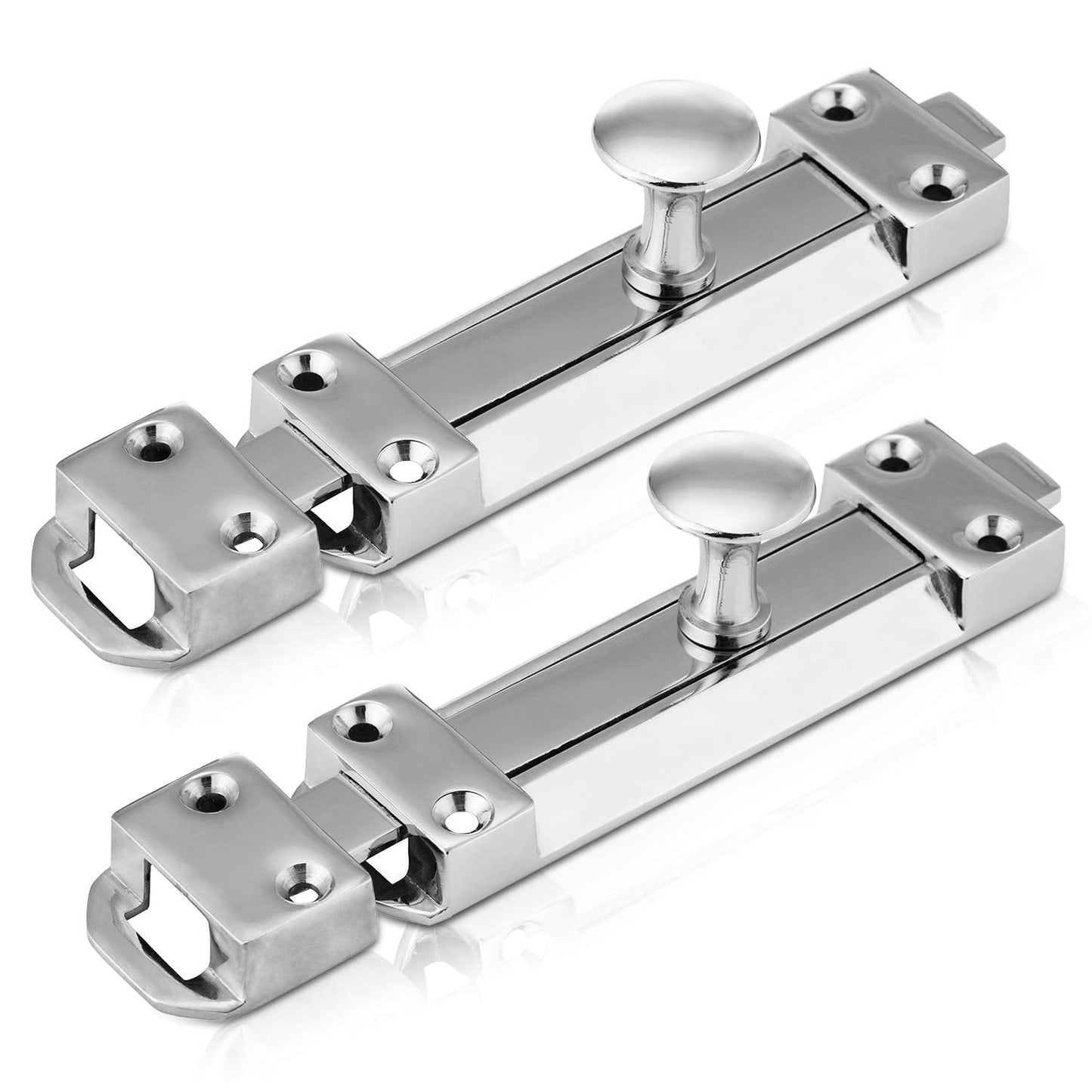 XFORT? 2 Pack Polished Chrome Door Bolt, Surface Mounted Sliding Door Lock, Durable Door Lock Bolts Ideal for Securing Internal Doors for Bedrooms,