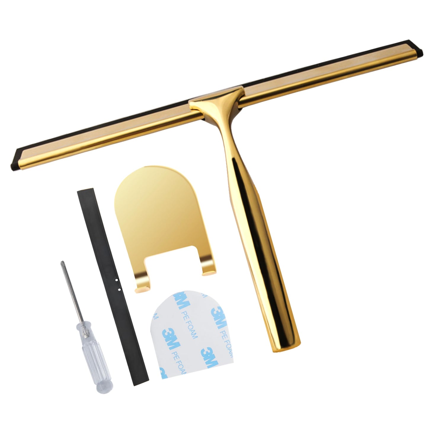 Gold Stainless Steels Shower Squeegee for Shower Doors, Bathroom and Glass Cleaner Squeegee for Bathroom Door Mirror Car Glass Wiping Tool?With 2