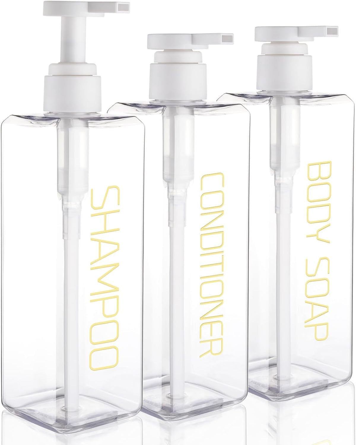 Hokretme 3 Pack 550ml Shampoo and Conditioner Dispenser Shower Soap Bottles Refillable Shampoo Pump Bottle Dispenser Plastic Empty Body Wash