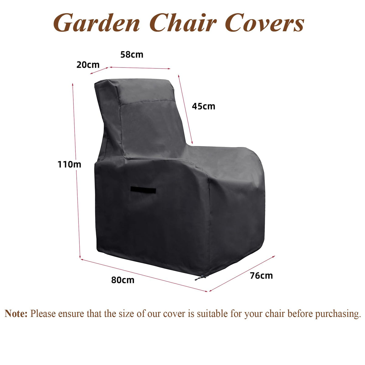 ATR ARTTOREAL Garden Chair Covers Waterproof,Outdoor Patio Furniture Chair Protective Storage Cover, Heavy Duty Stacking Chair Cover Fits up to 82D