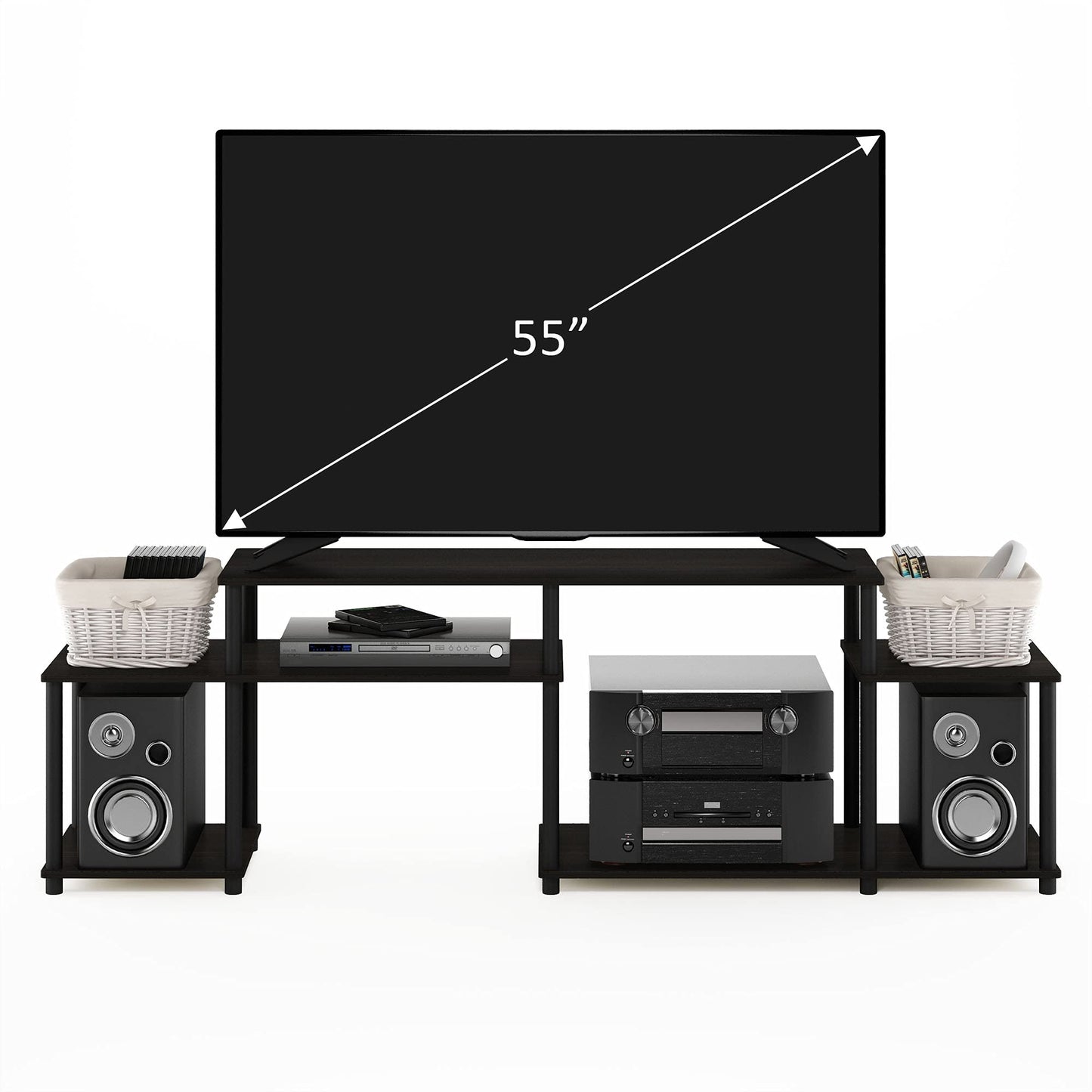 Furinno TURN-N-TUBE TV Stand, Handle Entertainment Center, TV Console for TV up to 55 Inch, for Living Room, Bedroom, Espresso