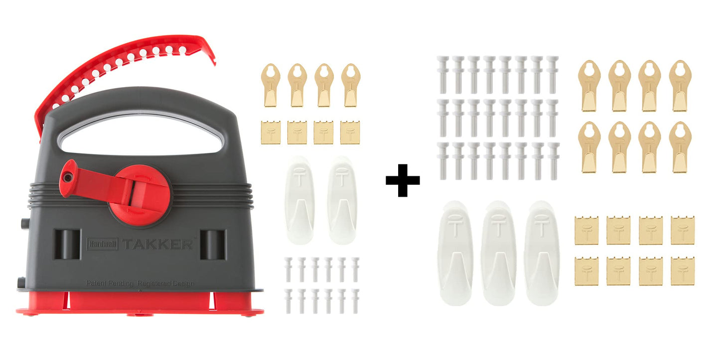 Takker? Easy One-Step Hardwall Picture Frame Hanging Tool Kit - No Tools/Nails Required ? As Seen On Dragon?s Den - Hang On Brick, Tiles, Plaster,